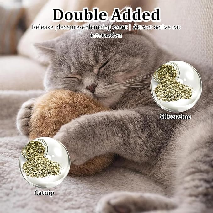 3 PCS Fake Rabbit Fur Ball Cat Balls, Fake Rabbit Fur Balls for Indoor Cats, Cat Kick Balls for Bunny Kicks and Interactive Play, Multi-Cat Household Rotation for Cats with Spiritual Motivation