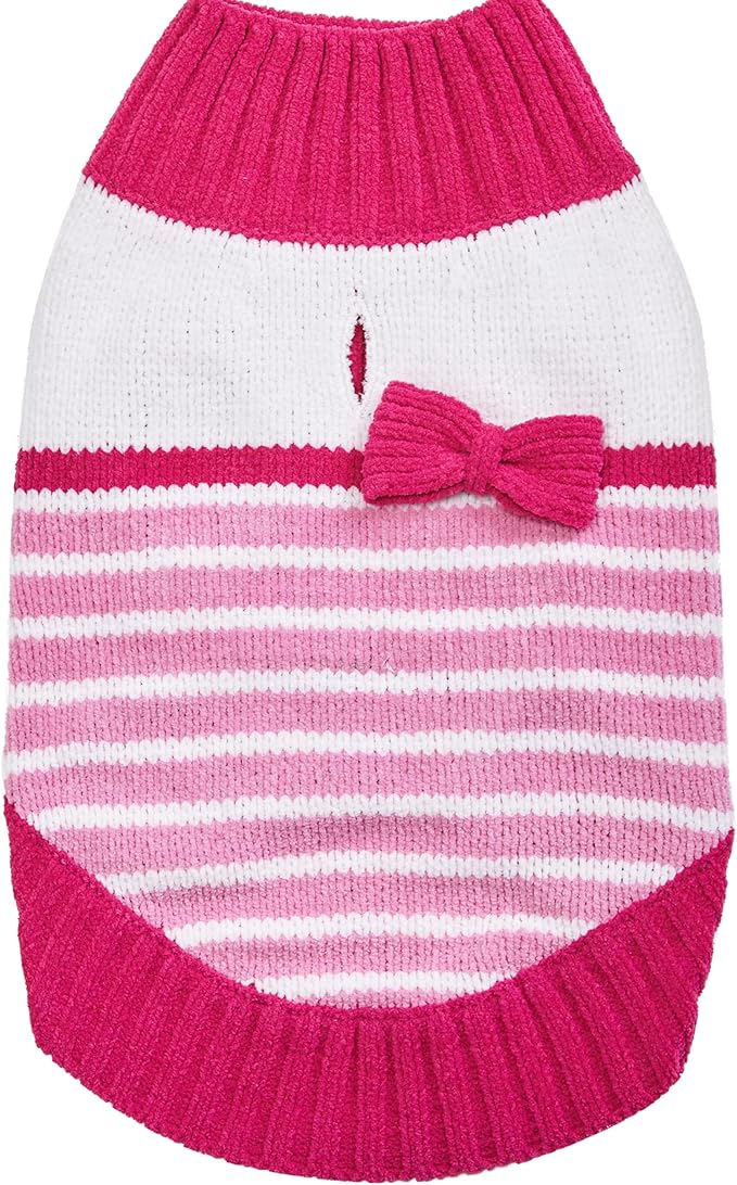 Blueberry Pet Pinky Princess Designer Chenille Dog Sweater in Pinky Princess, Back Length 16", Pack of 1 Clothes for Dogs