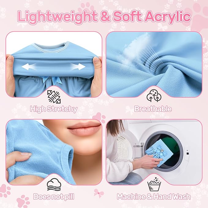 YUDODO Dog Dress Sleeveless Cat Dresses Breathable Dog Clothes for Small Dogs Girl Bowtie Puppy Dress with Cute Skirt Hem Lightweight Summer Dogs Dresses Soft & Does Not Pill Blue M