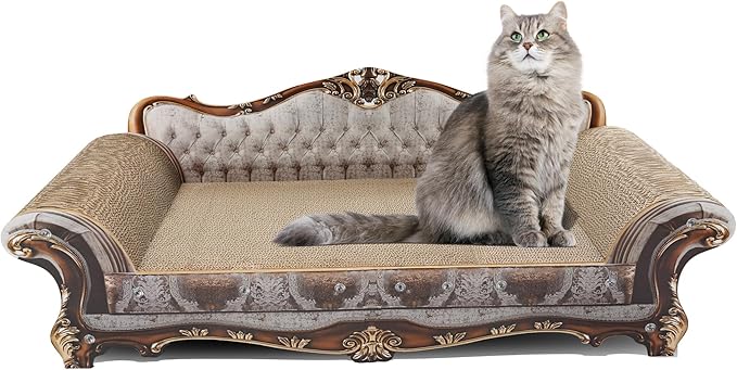 COOZMENT Sofa Shaped Scratching Couch,Thick Scratching Cardboard, Lounge Bed for Indoor Rest&Play, Sofa Scratcher Pad (39.4" L X 14.4 "W X 14" H)