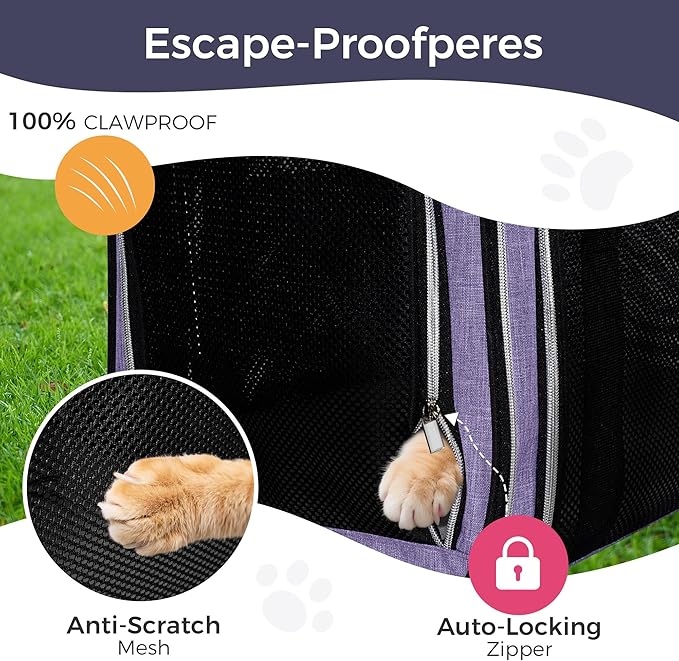 BAGLHER Pet Travel Carrier, Cat Carriers Dog Carrier for Small Medium Cats Dogs Puppies, Airline Approved Small Dog Carrier Soft Sided, Collapsible Puppy Carrier, Purple