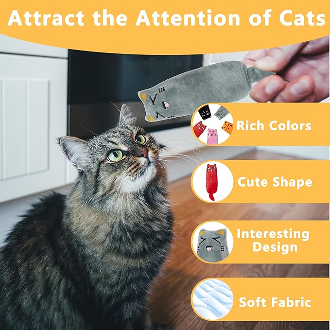 5pcs Catnip Toys, Funny cat Toy, bite Resistant cat Toys, Indoor Cartoon cat Toys for cat,cat chew Toy