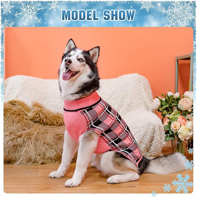 KOOLTAIL Dog Sweater Pet Knitted Clothes - Classic Plaid Pull Over Turtleneck Dog Sweaters with Leash Hole Warm Dogs Winter Pet Clothing for Small Medium Dogs Cats Puppy S