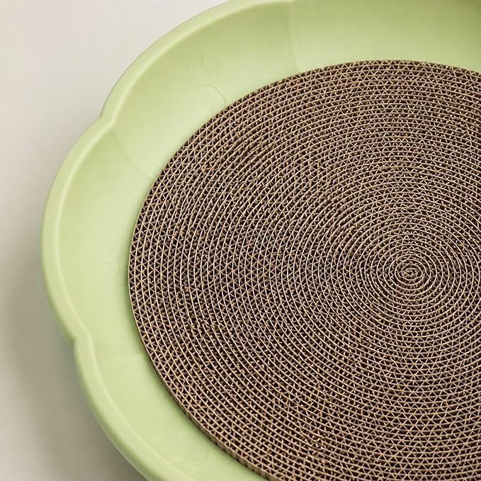 Gralara Round Cat Scratcher Sleeping Bed Lounge Furniture Protector Indoor Play Replacement Pad Circle Scratcher Pad for Indoor Cats, Green
