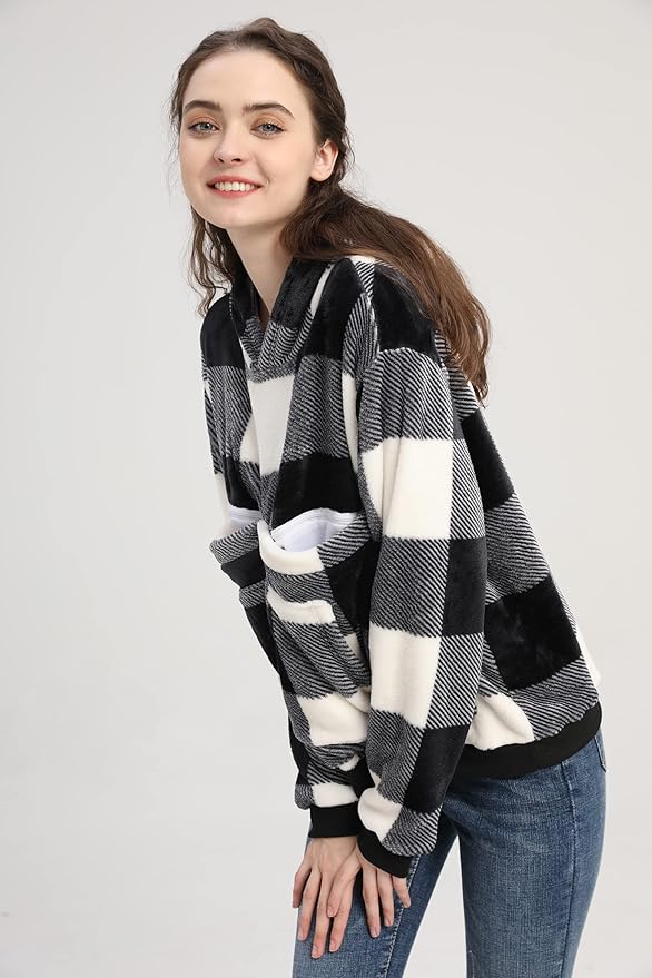 LINYUCHEN Cat Pouch Hoodie Large Pet Pouch Sweatshirt Puppy Kitten Holder Carrier Pullover Tops for Women