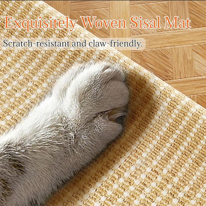 Cat Bed, Foldable Double Layer Cat Hammock X-Shape Solid Wood Cat Perch with Sisal Scratching Pad, 52x35x30cm No Assembly Cat Condo for Indoor