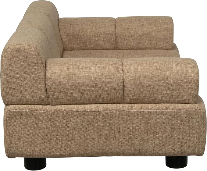 Paws & Purrs Puffer Pet Sofa Bed, Dog or Cat Couch with Tufted Cushion and Armrest, Stylish Indoor Pet Furniture, Sand