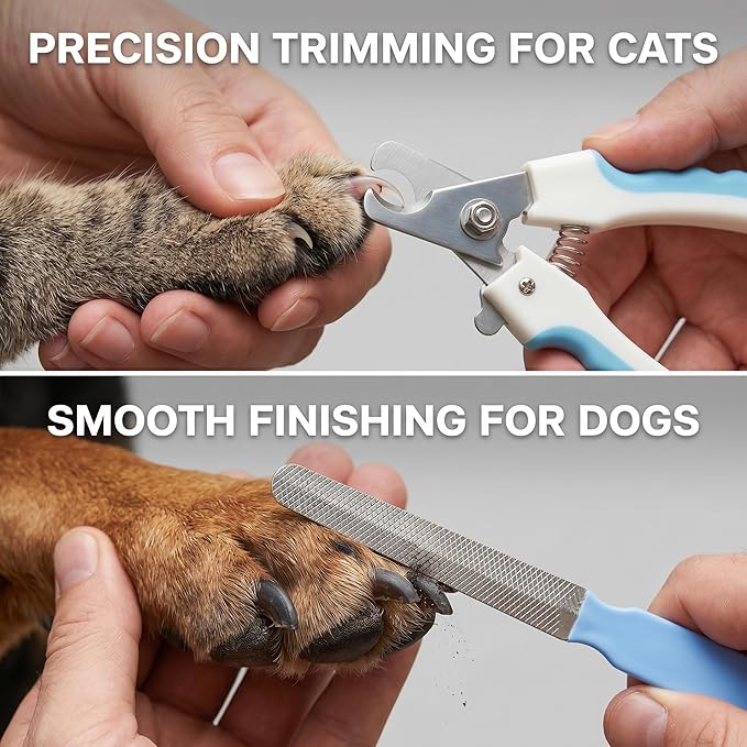 Professional Pet Grooming Kit Dog Nail Clippers and Cat Trimmer with Absorbent Dog Towels and Stainless Steel Nail File Safe Home Grooming Set for Puppies Kittens Large Small Animals