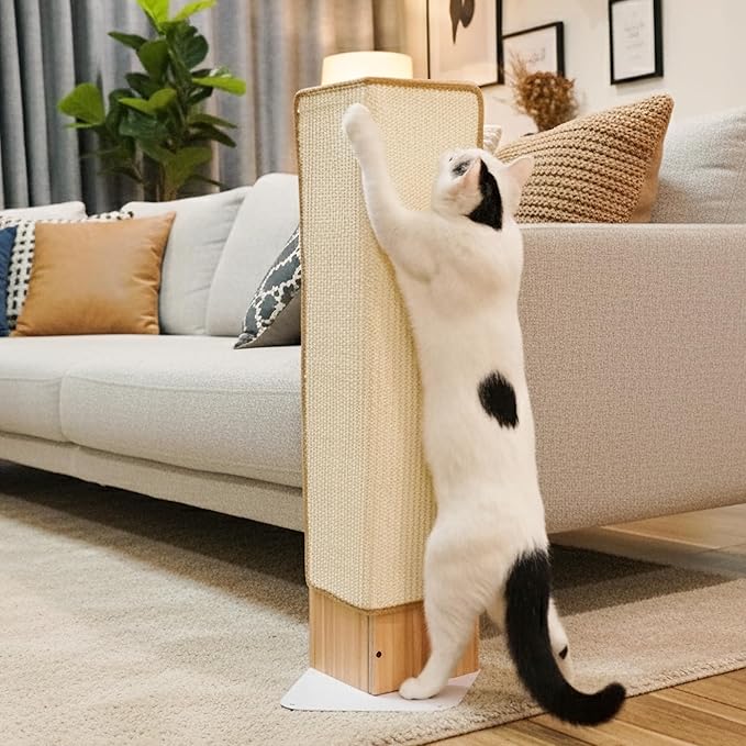 PETKARAY Couch Corner Cat Scratcher, 28" Corner Scratching Post Wall Scratcher, Sisal Furniture Protector for Sofa with Reversible Base, Large