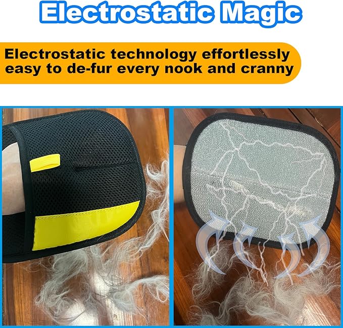 Pet Hair Removal Gloves for Cat, 2026 Upgraded Electrostatic Reusable Magic Cats Dogs Fur Brush, Effortless Pet Hair Remover Mitt Tool for Carpet, Furniture, Clothes, Couch (1pcs-Black)