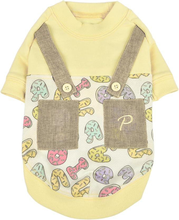 Puppia Maisy Dog Shirt Round NeckTrendy Fashionable Cute Dog Apparel for Small and Medium Dogs, Light Yellow, Large