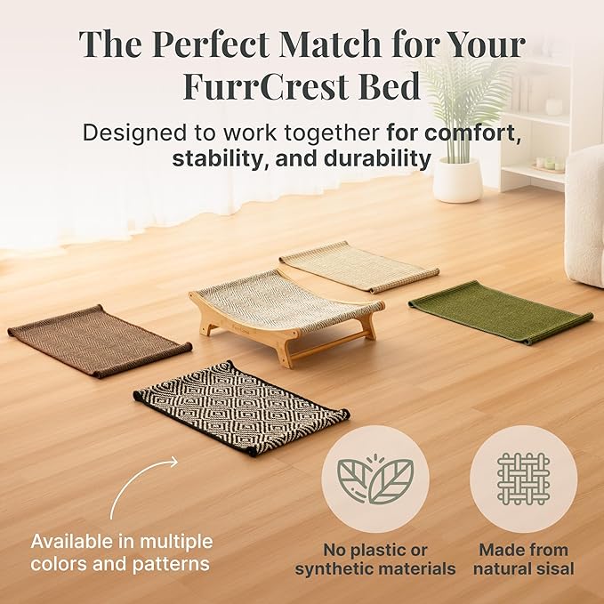 XL Sisal Cat Scratcher Bed with Elevated Hammock for Indoor Cats, Replaceable Natural Sisal Pad, Large Cat Lounge, Anti-Slip No-Wobble Bamboo Frame, Natural Grey