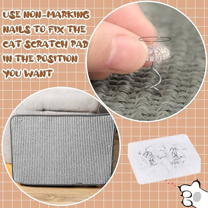 2 PCS Natural Sisal Cat Scratching Pads Cat Scratch Furniture Protectors Cat Scratcher Mats Sofa Bed Corner Protector Anti-Slip Cat Scratch Pads for Grinding Claw, Post Tree Ramp Cardboard Replacement