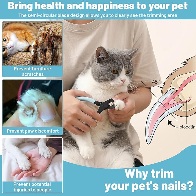 Pet Nail Clippers for Dogs and Cats – Professional Dog Nail Trimmer, Stainless Steel Sharp Blade for Splinter-Free Cutting, Ergonomic Non-Slip Handle for Home Grooming