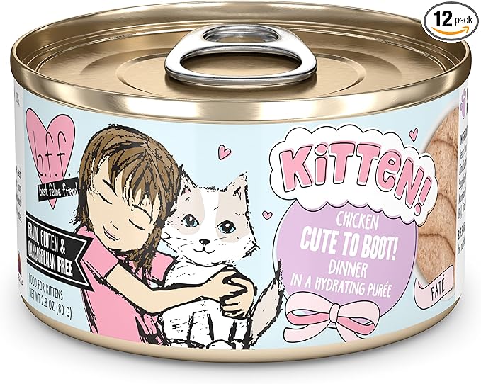 Weruva B.F.F. Kitten Food, Cute to Boot with Chicken in a Hydrating Puree, 2.8oz Can (Pack of 12)