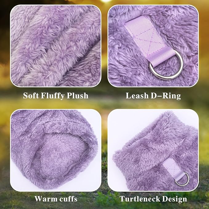 Idepet Fleece Dog Sweater Vest 2 Pack, Small Dog Clothes Sleeveless with Leash Ring and Pocket, Warm Puppy Sweatshirt Pet Cold Weather Pullover for Cats (Pink+Purple, XX-Large)