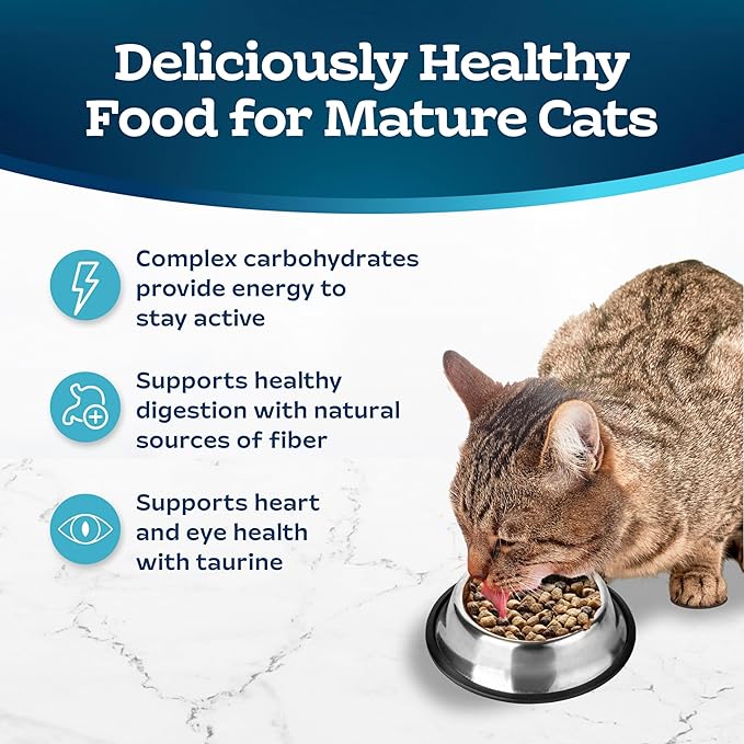 Blue Buffalo Tastefuls Mature Dry Cat Food for Adult Cats 7+, Made in the USA with Natural Ingredients, Chicken & Brown Rice Recipe, 3-lb. Resealable Bag