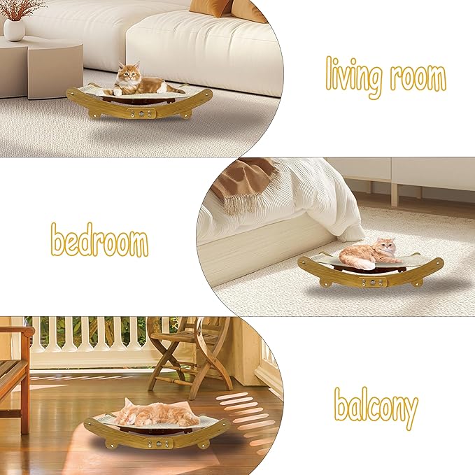 Sisal Cat Scratching Pad, 2 pcs Nartural Sisal Mats, Scratcher Lounge Rocking Beds and Fixed Beds 2-in-1 Cat Hammock