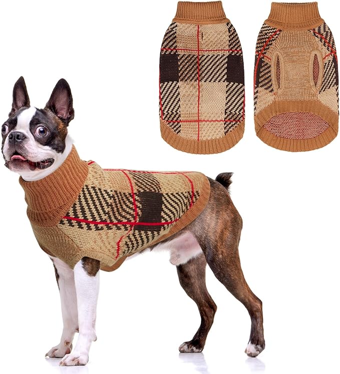 BEAUTYZOO Knitted Pullover Dog Sweater for Small Medium Dogs Puppy Girls Boys,Turtleneck Dog Clothes Cat Sweater, Fall/Winter Warm Soft Apparel,Cold Weather Knitwear with Leash Hole,Chihuahuas,Yorkie