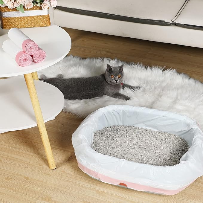 Harloon 30 Count Jumbo Cat Litter Box Liners, 45" x 18" Extra Large Heavy Duty Litter Pan Liner Bags with Drawstring for Pet Cat Litters Tray Supplies