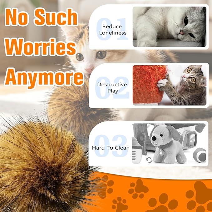 Cat Toy Faux Rabbit Fur Ball,2026 New Soft Rabbit Fur Catnip Balls (3PCS)