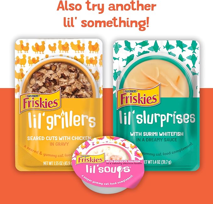 Purina Friskies Lil' Gravies Variety Pack With Chicken, Salmon, Turkey & Roast Beef Flavors Cat Food Complements Lickable Cat Treats - (Pack of 18) 1.55 oz. Pouches