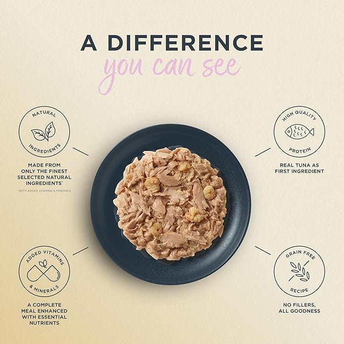 Reveal Entrées Natural Wet Cat Food, Grain-Free with Added Vitamins & Minerals, Carrageenan-Free and High Protein, Tuna Fillet with Shrimp in Broth (24 x 2.47 oz Cans)