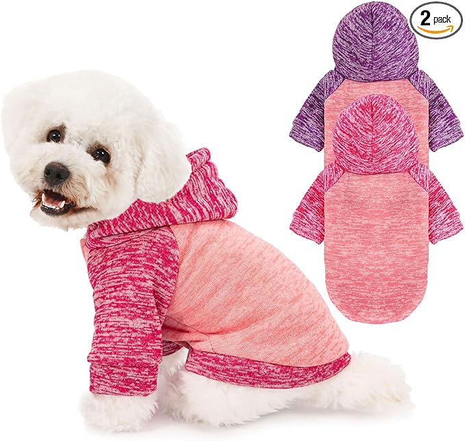 Dog Sweater, Dog Sweaters for Small Dogs, 2, 3 Pack Warm Soft Pet Clothes for Puppy, Medium Large Cat, Dogs Girl or Boy, Dog Shirt for Winter Christmas (Hoodie Pink,Purple+Pink,Rose, Medium)