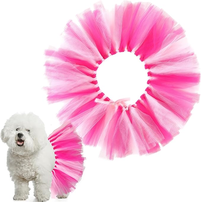 Dog Tutu Tulle Tutu for Dogs Small Large Medium Puppy Dress Ballerina Costume Skirt for Holiday Puppy Cats Bunny Pet Outfit Birthday Wedding Party Photo Prop Supplies(Hot Pink and Pink)