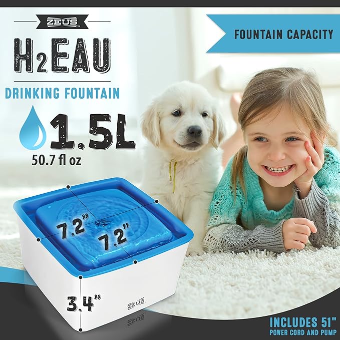 ZEUS Mini Elevated Dog Water Dispenser, Dog Drinking Water Fountain, Small Dog Breeds