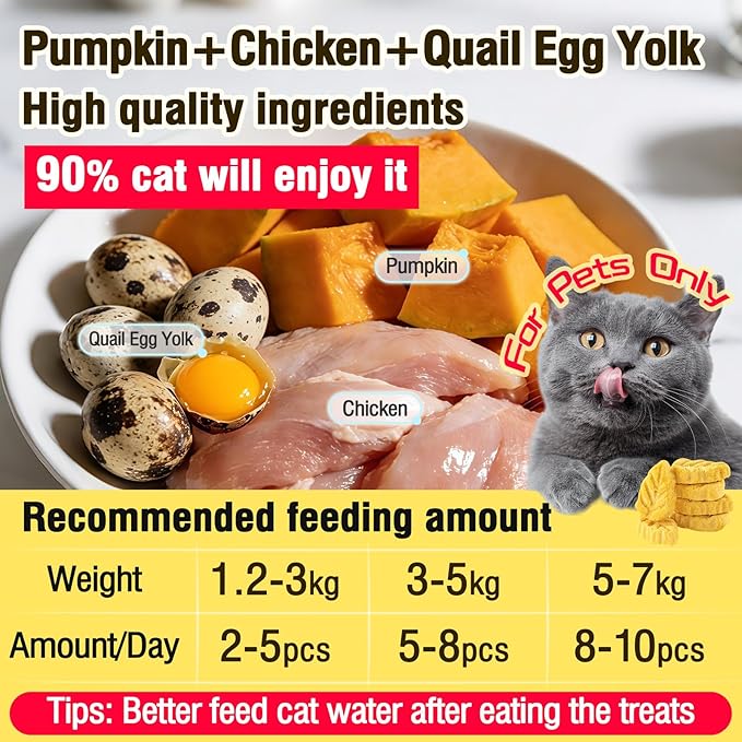 50g Pumpkin Cat Treats, Chicken Cat Treats for Digestive Support and Teeth Cleaning, Edible Kitten Snack