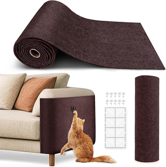 VIVOYAN 78.7"x15.8" Cat Scratch Mat,Trimmable Self-Adhesive Carpet,DIY Climb Cat Scratcher for Cat Couch Furniture or Wall Protector,Covering Cat Tower,and Replacement Pads (Brown)