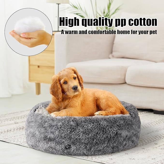 FORMYCATIE Cat Beds for Indoor Cats,Cat Cave for Puppy and Kitty,Calming Small Dog Bed for Small Dogs with Cover Cave,Cozy Warming Fluffy Washable Anti-Slip Pet Sleeping Bag(24 * 24inch,Grey)