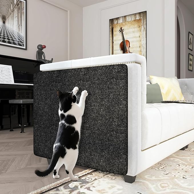 LaCheery Couch Cat Scratch Protector Black Cat Scratch Deterrent for Furniture 15.8"x79" Self Adhesive Scratching Pad for Indoor Cats Dogs Couch Wall Corner Cover Sofa Protector for Cats Scratcher Mat