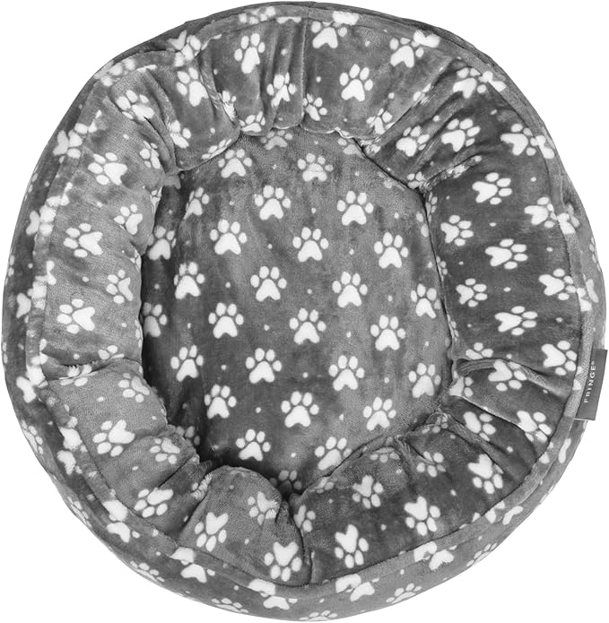Fringe Studio Paw Dot Charcoal Small Circle Microplush Pet Bed 18" - Poly Filled - Machine Washable