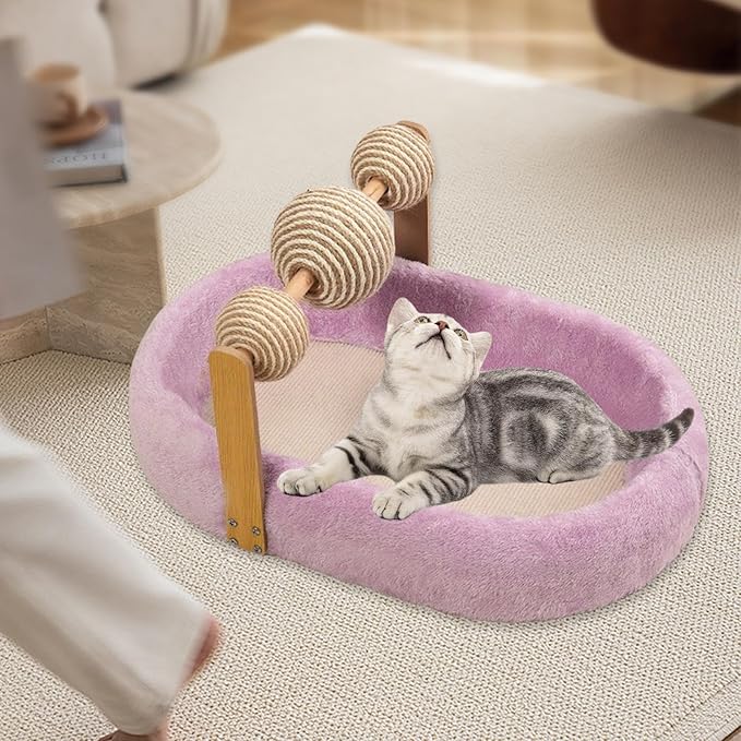 Cat Scratching Board Kitten Bed Furniture Protector Training Toys Exercise Cats Scratcher Bed Cat Scratching Pad for Resting- Purple