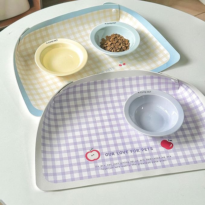 Scratch-Resistant Pet Bowl Mat, PU Placemat for Dogs & Cats, Spill-Proof Design with Easy Maintenance PU Leather Pet Feeding Mat