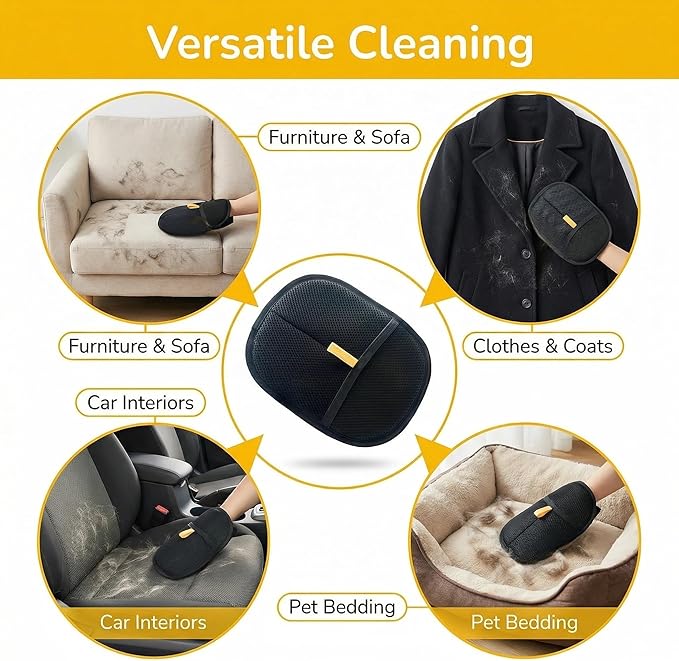 2PC 2026 Electrostatic Gloves Pet Hair: Pets Hair Remover Electro Antistatic Hair Removal Glove Cat Mitt Mitten Static Reusable Tool Furniture Cleaning Animal Double Sided Grooming Magic Fur Dogs Mit