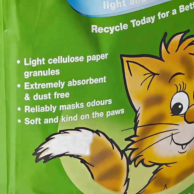 Light & Hygienic Recycled Paper Granules Cat Litter 12 Liter, Packaging May Vary
