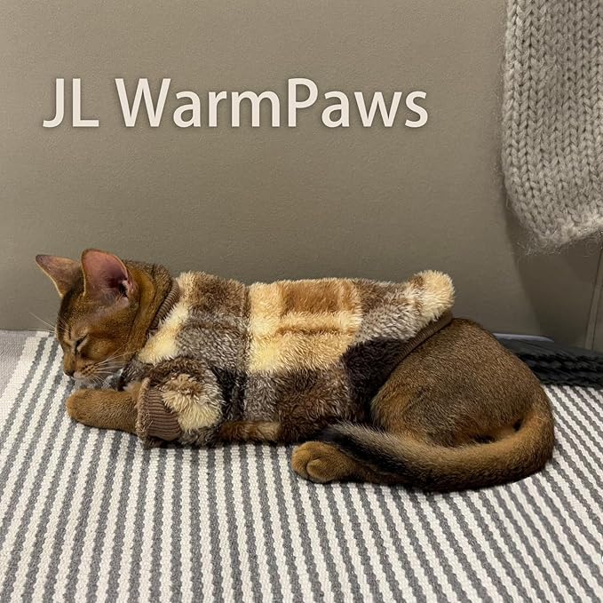 Sphynx Cat Sweater Plaid Hairless Cat Clothes Sweater Fleece Soft Warm Long Sleeves Pullover Pet Clothes Pajamas Dog Cloth for Small Dogs Jumpsuit Pet Sweaters (B-Plaid, Medium)