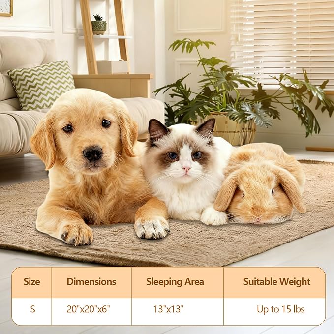 2 Pack Cat Beds for Indoor Cats 20 Inches Washable Round Donut Pet Bed Cushion Self Warming for Cats, Small Dogs, Puppy, and Kitten(Pink, White)