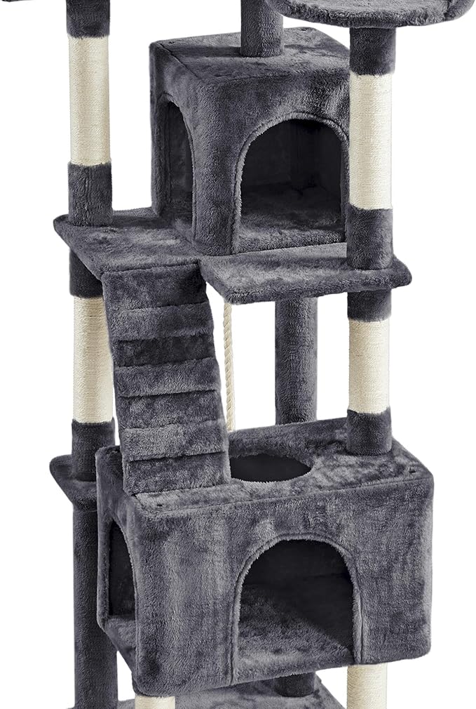 Topeakmart 72in Cat Tree for Indoor Cats, Multi-Level Climbing Tower with Scratching Posts, 3 Perches, Pet Furniture Activity Center Play House