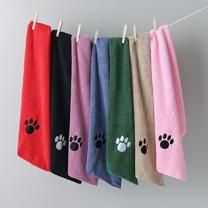 Bone Dry Pet Grooming, Embroidered Microfiber Towel Drying Collection, 15x30, Hunter Green