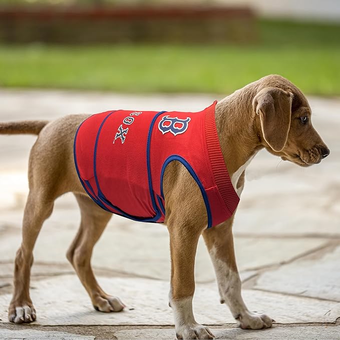 MLB Boston RED SOX Dog Anxiety Shirt Calming Soothing Vest, for Dogs & Cats with Anxiety, Fears, Fireworks, Loud Noises, Dark, Lonely Keeps Dogs Calm & Feeling Safe, Relaxing Jacket, Large