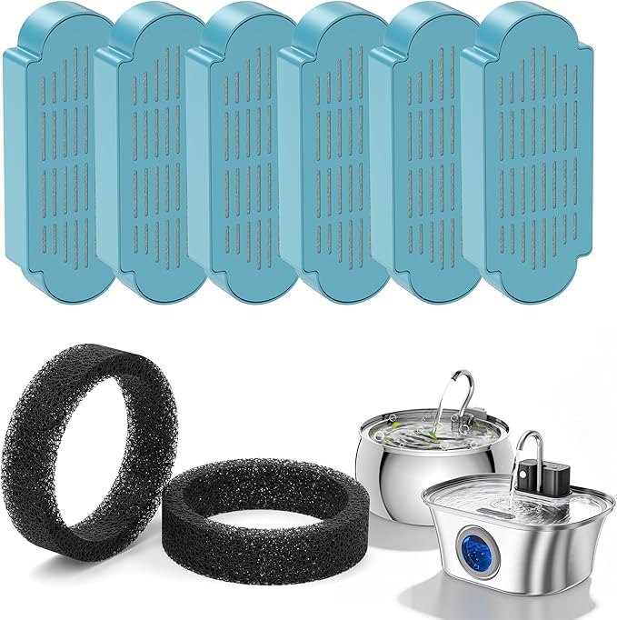 Cat Water Fountain Filters,Pet Water Fountain Replacement Filter for 108oz/3.2L and 135oz/4.0L Adjustable Water Flow Cat Fountain