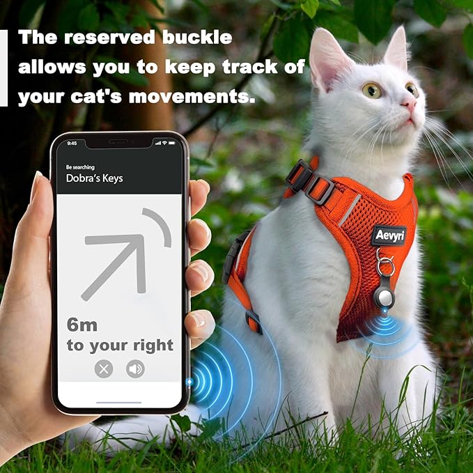Cat Harness and Leash for Walking, 3 in 1 Adjustable Breathable Soft, Easy to Control Reflective Cat Harness Escape Proof, Cat Products, Orange, L