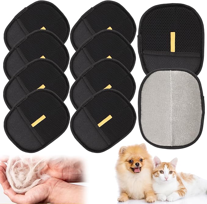 10 Pcs Pet Hair Removal Glove, Reusable Double Sided Pet Hair Electrostatic Gloves for Grooming Grooming