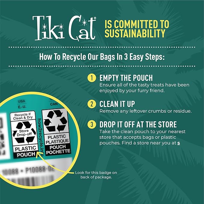 Tiki Cat Soft & Chewy Grain Free Dry Cat Treats, Tuna, 2 oz. Pouch (8 Count)