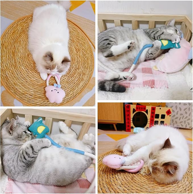 Kingtree Cat Rope Toys, 2 Pack Cat Toy Chew Ropes Without Wire, Bite Resistant Catnip Rope Toys for Indoor Cats Teeth Cleaning and Interactive Play