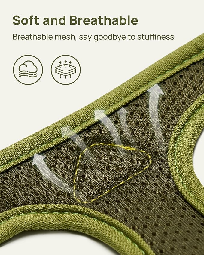 PetThem Upgraded Cat Harness and Leash Set - Step-in Escape Proof Adjustable Cat Harness, Comfortable Soft Lightweight, Reflective Harness for Walking, Travel, Camping (Growling Crocodile, L)